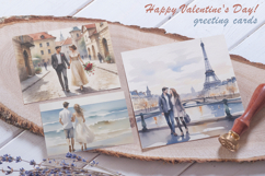 Valentine's Day watercolor greeting card set. Product Image 2
