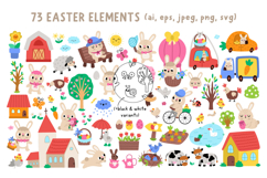 Easter village clipart, seamless patterns and designs Product Image 2