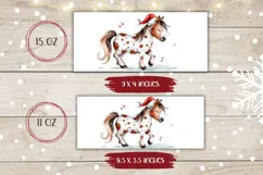 Cartoon Christmas Horse Mug Design, Winter Animals Mug Wrap Product Image 2
