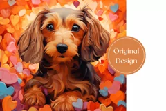 Dog Tumbler Wrap Design, Valentines Day Hearts Design PNG Product Image 2