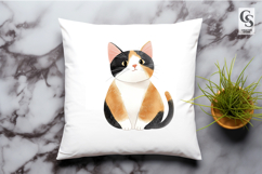 Cute Calico Cat Watercolor Illustration Clipart PNG Product Image 2