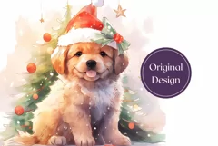 Christmas Tumbler Wrap, Watercolor Christmas Dog Tumbler Product Image 2