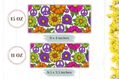 Hippie Mug Wrap Design, Floral Mug, Cartoon Flowers Mug Product Image 2