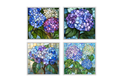 Stained Glass Hydrangea Flower Digital Paper Product Image 2