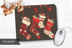 Cozy Stocking Pattern with Treats Mouse Pad PNG Design Product Image 1