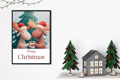 Cartoon Christmas Moose Greeting Card, Christmas Tree Card Product Image 2