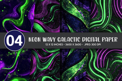 Neon Wavy Galactic Digital Paper Product Image 1