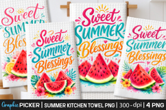 Summer Kitchen Towel Sublimation, Trendy Summer PNG, Summer Product Image 1