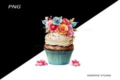 Flowers Cupcake Clipart Product Image 1