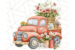 Floral Farm Truck Clipart, Cottagecore Country Truck Png Product Image 2