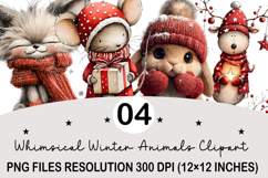 Whimsical Winter Animals Clipart Valentine's Day PNG Product Image 1