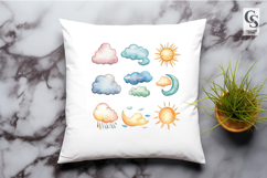 Cute Weather Clouds Sun Moon Kids Clipart Sublimation PNG Product Image 2