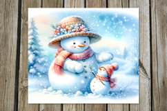 Christmas snowman card | Xmas Skinny tumbler sublimation Product Image 2