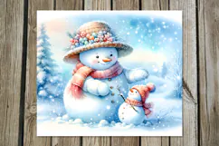 Christmas snowman card | Xmas Skinny tumbler sublimation Product Image 2