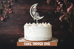6 Floral moon cake topper SVG I Cake topper SVG Product Image 3