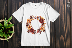 Rustic Autumn Floral Wreath Clipart PNG Product Image 3