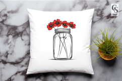 Red Flower Mason Jar Clipart PNG Product Image 3
