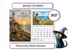 2027 Printable monthly Calendar "Sea Stories"/Wall Calendar Product Image 2