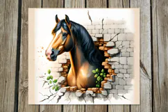 Horse & wall | 4 skinny tumbler Sublimation designs Product Image 2