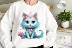 Adorable Cat Mermaid Clipart, Watercolor Clipart Product Image 2