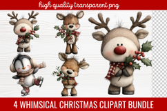 4 Whimsical Christmas Clipart | Cute Festive Holiday PNG Product Image 1
