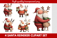 4 Santa Reindeer Clipart Set | Cute Christmas Reindeer PNG Product Image 1