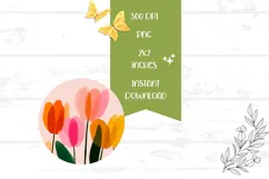 Art Tulips Earrings Sublimation, Floral Round Earrings Product Image 2