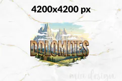 Dolomites PNG, Vintage Italy Mountain Alps Sublimation Product Image 2