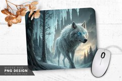 Glowing Wolf in Ice Forest Mouse Pad PNG Design Product Image 1