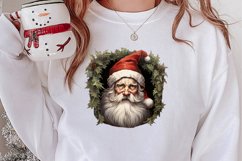 Watercolor Peeking Santa and Snowman Clipart, Christmas PNG Product Image 2