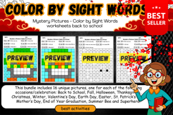 Mystery Pictures - Color by Sight Words worksheets for kids Product Image 2