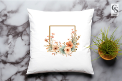 Peach Floral Square Frame Clipart PNG Product Image 3
