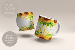 Mug Wraps Sublimation sunflower mug glitter 11oz 15oz PNG. Product Image 2