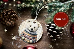 Winter Round Ornament, Cartoon Christmas Bear Ornament Product Image 2