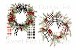 Christmas, Wreath, Ephemera, PNG, watercolor, Clipart Product Image 2