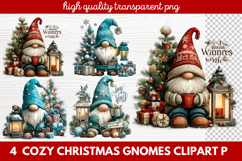 4 Cozy Christmas Gnomes Clipart | Cute Winter Holiday Gnome Product Image 1