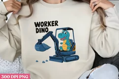 Worker Dino PNG, Cute Animal Sublimation PNG Product Image 1