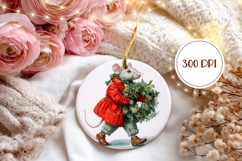 Christmas Mouse Ornament, Christmas Wreath Ornament PNG Product Image 2