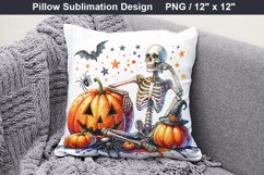 halloween Skeleton - Halloween pillow Sublimation Design Product Image 3