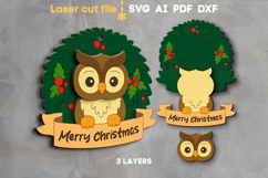 Owl Christmas Ornament SVG laser cut file for Glowforge Product Image 2
