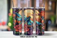 Stained Glass Dragonflies Tumbler Wrap Sublimation PNG Product Image 2
