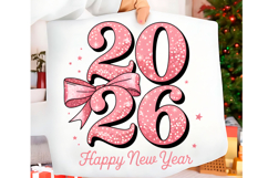 Happy New Year 2026 PNG, Pink Glitter Product Image 1