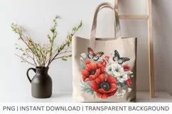 Watercolor Red Flower Garden Butterfly clipart Product Image 2