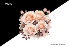 Rose gold Flowers PNG, Watercolor Rose Bouquet Product Image 1