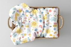 Folded blanket in basket mockup Product Image 1