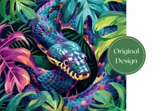 Snake Tumbler Wrap Design, Tropical Leaves Tumbler Design Product Image 2