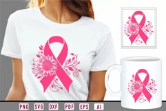 Pink Breast Cancer Ribbon with Sunflower SVG File Designs Product Image 2