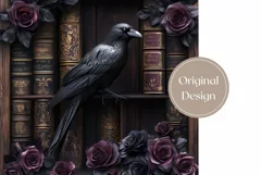 Black Raven Tumbler Wrap Design, Gothic Tumbler Sublimation Product Image 2