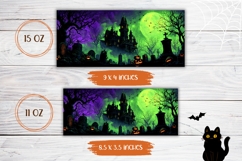 Spooky Halloween Mug Wrap, Neon Halloween Cemetery Mug Product Image 2
