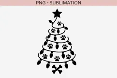 Paw print Christmas tree png design for T-shirts Product Image 2